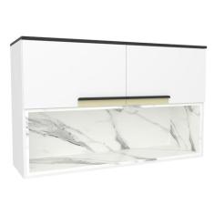 Imagem de Armário Aéreo 120cm 2 Portas 1 Nicho Cozinha Flórida Branco Ártico/Calacatta