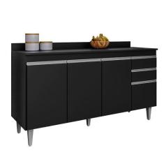 Imagem de Balcão Cozinha Preto 150cm C/ Tampo - Belliv Decor