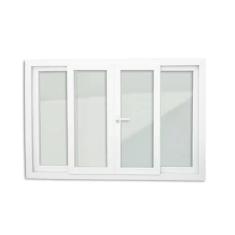 Imagem de Janela de PVC 100x200cm 4 Folhas com Vidro Liso e Cremona ITEC Brimak Branco