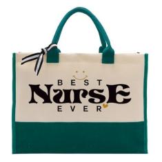 Imagem de Bolsa de lona para enfermeira, Best Nurse Ever, sacola de lona de algodão, presente de agradecimento para enfermeira, sacola de lona para enfermeira, bolsa feminina de fim de semana, sacolas de