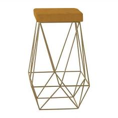 Imagem de Banqueta Decorativa Kathy Base Gold Suede Mostarda - Gran Belo