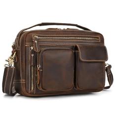 Imagem de Bolsa mensageiro de couro para homens, bolsa de laptop de 28 cm, bolsa tiracolo masculina, bolsa de couro vintage masculina, pasta de negócios de flor integral para escritório, trabalho, viagens -