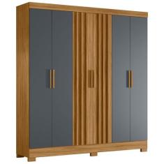 Imagem de Guarda Roupa Valença 195cm 6 Portas Freijó Cinza Com Portas Ripadas Mo