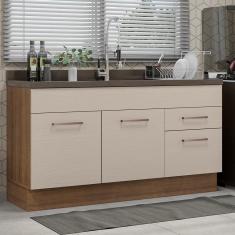 Imagem de Balcão Gabinete de Pia 150 cm 2 Portas e 2 Gavetas (Sem Tampo e Pia) Rustic/Crema Agata Madesa