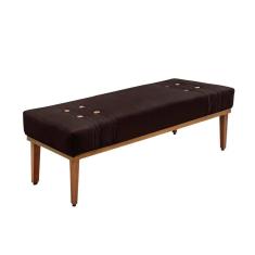 Imagem de Divã Recamier Banco Base Madeira Para Quarto Gênova 90cm Suede S04 - D`rossi Cor Café