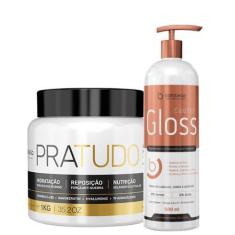 Imagem de Máscara Pratudo 1Kg Cronograma Capilar + Cauter Gloss 500ml Espelhamen