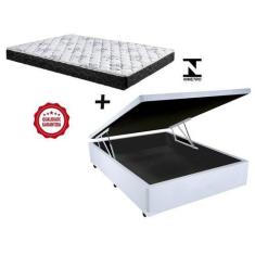Imagem de Cama Box Baú Casal Green Branco + Colchão Espuma D33 138X188x15 - Mest