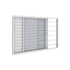 Imagem de Janela Veneziana 3 Folhas 1,50m x 1m Com Grade Horizontal em Alumínio 