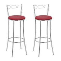 Imagem de Kit 2 Banquetas Cromadas Bc51-a - A107 Cromada/vermelho