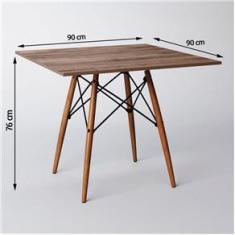 Imagem de Mesa Eames Eiffel Quadrado Tampo De Madeira 90cm Amêndoa