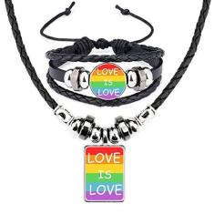 Imagem de Arco-íris Gay LGBT Colar de Couro Lésbica Transgênero LGBT Conjunto de Joias