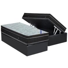 Imagem de Conjunto Box Baú Solteiro: Colchão Molas Ortobom Nanolastic Light + Base CRC Suede Gray(88x188)