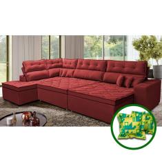 Imagem de Sofá de Canto Retrátil e Reclinável Esquerdo 3,40x2,36m Molas Cama inBox Espanha. Velusoft