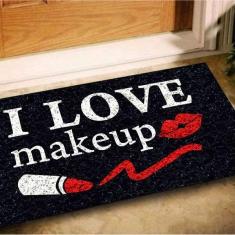Imagem de Tapete Capacho I Love Makeup 60x40 Maquiagem Menina Decora