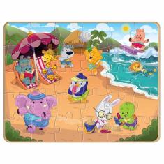 Imagem de Quebra-Cabeça - 30 Peças - Madeira - Bichos em Férias - Nig Brinquedos