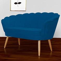 Imagem de Namoradeira Estofada Pés Palito Para Sala de Estar Pétala Suede Azul Royal - LM DECOR
