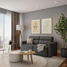 Imagem de Sofá 3 Lugares Retrátil e Reclinavél Mannheim Suede Grafite 180 cm