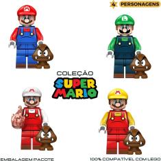 Imagem de Mario Bros Filme Jogo Blocos Montar Letsgo Kit 4 Bonecos