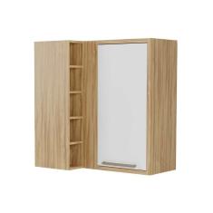 Imagem de Armário Aéreo p/ Cozinha Canto Syrah 1 Porta e 5 Nichos 88cm Amendoa/Branco - Ronipa