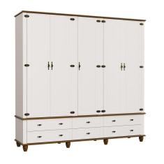 Imagem de Guarda-roupa Retrô 5p 6g Off White-nogueira Roupeiro Casal