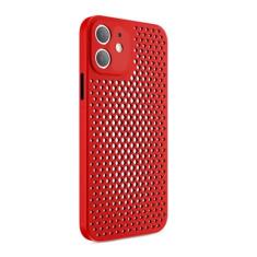 Imagem de Para iPhone 13 12 Mini 11 Pro Max X XR 8 7 6 6s Plus Malha respirável capa de telefone com furo oco e resfriamento capa macia anti-impressão digital, vermelha, para iphone 12 Pro