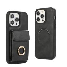 Imagem de Carteira magnética removível 2 em 1 com porta-cartão capa de telefone para iPhone 15 14 Plus 13 12 Pro Max capa de couro, preta, para iPhone 14