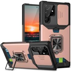 Imagem de Armadura para Samsung Galaxy S22 Ultra Case A12s A32 A52A72 A82 A13 A03 A22 S21 FE Note 20 UltraCom cartão Solt Cover, ouro rosa, para Samsung S21