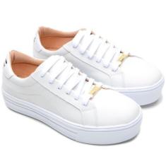 Imagem de Tenis Feminino Plataforma Branco Casual Couro Confortável - Polo Urban