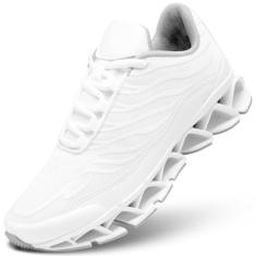 Imagem de Tênis masculino moderno para corrida e caminhada com cadarço casual confortável para trabalho tênis esportivo esportivo, Branco, 39