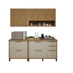 Imagem de Cozinha Completa Torino com 2 Balcões e 2 Aéreos Cinamomo/Off White