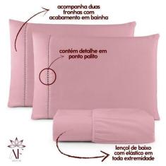 Imagem de Lençol Solteiro Ponto Palito 02 Peças 400 Fios Hypercal C/ Elástico Pr
