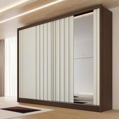 Imagem de Guarda-Roupa Solteiro  Galati 2 Portas 4 Gavetas Com Espelho Ripado 10