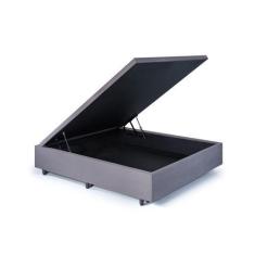 Imagem de Base Box Baú Viúva em Suede 120x203x42cm Cinza - B&G