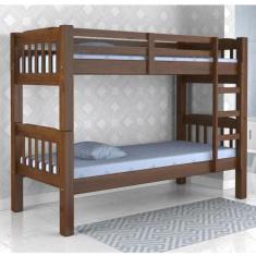 Imagem de Beliche Madeira Maciça Itália Castanho Com 2 Colchões D20 88X188x12 -