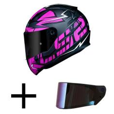 Imagem de Capacete LS2 FF353 Rapid Cromo Preto e Rosa Fosco Mais Viseira Camaleã