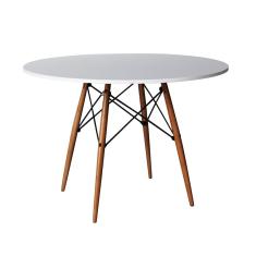 Imagem de Mesa Eames Eiffel Redondo Tampo De Madeira 80cm Branca