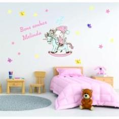 Imagem de Adesivo De Parede Menina Dormindo E Unicórnio Com Nome