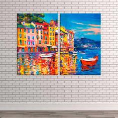 Imagem de Conjunto De 2 Telas Decorativa Pintura Beira Do Mar