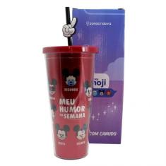 Imagem de Copo Canudo C/ Pingente E Textura 650ml Mickey Humor Semana