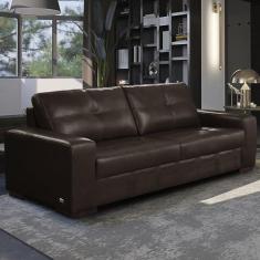 Imagem de Sofá Decorativo 2 Lugares Turim 200cm Couro Marrom G58 - Gran Belo