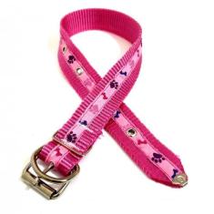 Imagem de Coleira Nylon Cachorro Nicapet Cor Rosa Nº 6 Pata Osso 25Mm