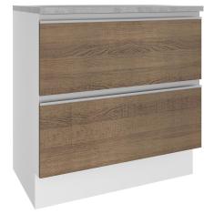Imagem de Balcão Glamy 80 cm 2 Gavetas Branco e Rustic Madesa