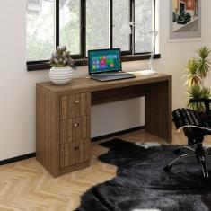 Imagem de Escrivaninha Reversível Office Escritório 3 Gavetas Nogal - Tecno Mobi