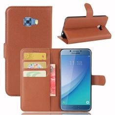 Imagem de NEKOYA Capa carteira para Samsung Galaxy C5, capa carteira flip de couro PU premium com compartimento para cartão, suporte e fecho magnético [capa interna de TPU à prova de choque] compatível com