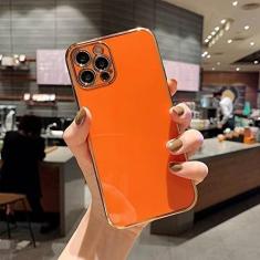 Imagem de Capa de telefone doce galvanizada macia para iPhone 11 12 13 14 15 X XR XS Max Pro Max 7 8 Plus SE2020 mini capa protetora, laranja, para iPhone 11