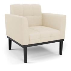 Imagem de Sofá Namoradeira E Poltrona Base De Madeira Preto Elisa Linho Bege A19 D03 - D'rossi