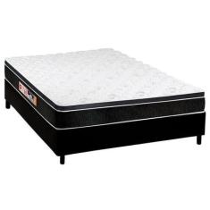 Imagem de Cama Box Casal: Colchão Espuma Castor D45 Black E White Air + Base Crc