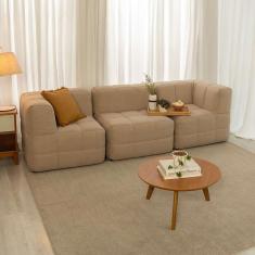 Imagem de sofá guldi popup com 2 módulos canto e central linho bege