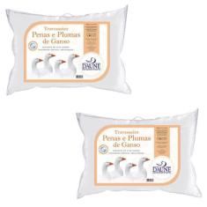 Imagem de Kit 2 Travesseiros Médios 14cm - Penas com Plumas - Daune