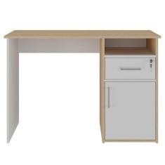 Imagem de Mesa Escrivaninha Home Office 110cm Ally A06 Carvalho/branco - Mpozenato